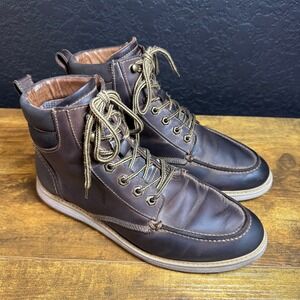 Alpine Design Brown Leather Lace Up Moc Toe Ankle Boots Mens Size 9